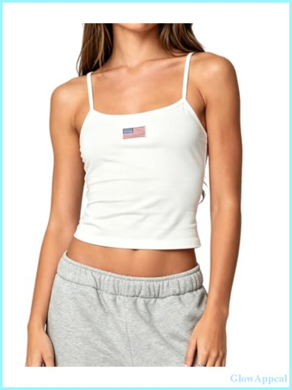 Y2K Spaghetti Strap Graphic Cami Crop Tank Top Sleeveless Backless